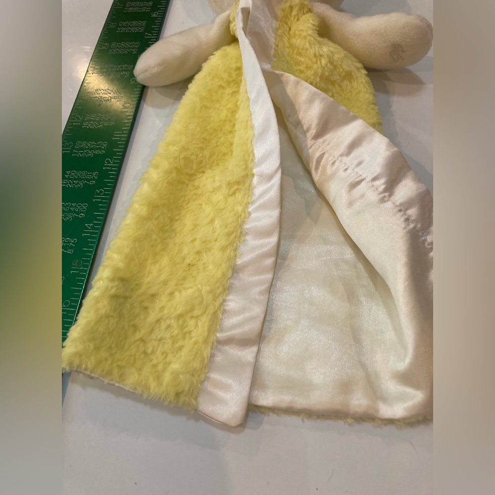 Rare Stephan Baby Lovey Bunny Rabbit Security Blanket Yellow White plush Blankie - Picture 3 of 11